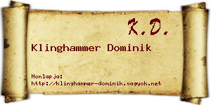 Klinghammer Dominik névjegykártya